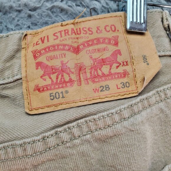 Levis Jeans Mens 28x30 Light Brown 501 Original Fit Cotton Straight Leg - Picture 2 of 10